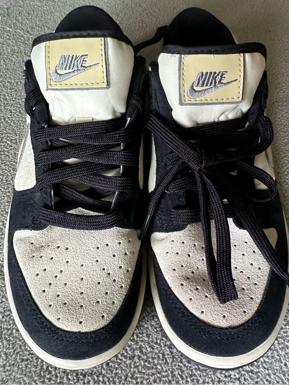 Nike Womens  Black and Cream Suede Low-Top Sneakers